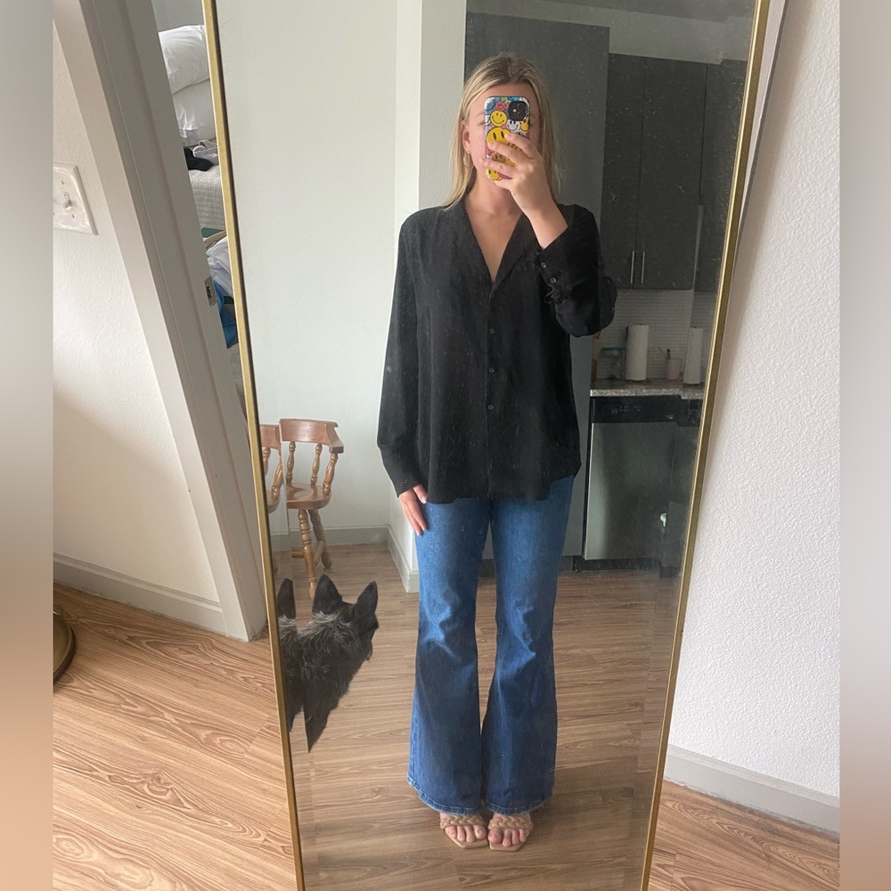 Ann Taylor Black Sheer Blouse